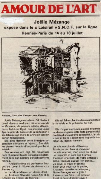 RENNES : cour des carmes, rue Vasselot dessin &agrave; la plume